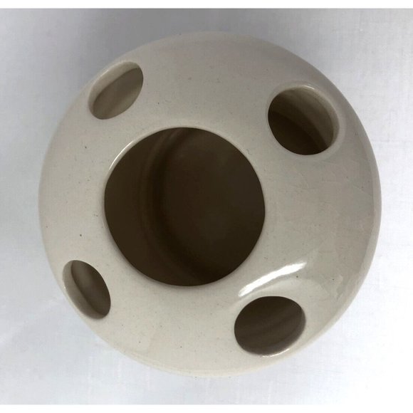 Vee Jackson Toothbrush Holder Handpainted Blue Floral Vintage California Pottery - Picture 3 of 5